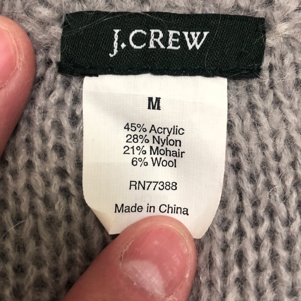 J Crew  Gray Pullover Mohair Blend Sweater M - Picture 8 of 8